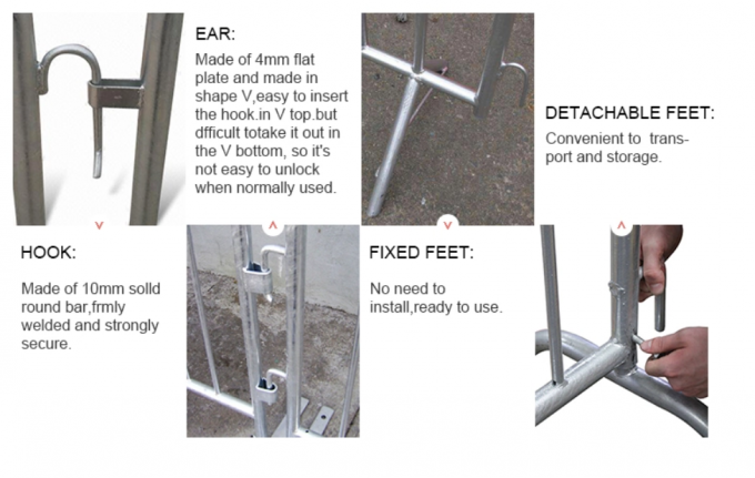 지속가능한 자동차 47" 금속 군중 장벽 임시 수영장 울타리 2